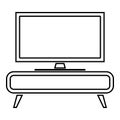 TV set on the cupboard commode bedside table Home interior concept icon black color outline vector illustration flat style image