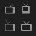 Tv set icon illustration on black background
