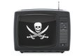 TV set with piracy flag, 3D rendering Royalty Free Stock Photo