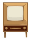 TV set of 50s, retro device in 1950s style isolated screen with wooden panel