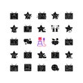 TV show black glyph icons set on white space Royalty Free Stock Photo