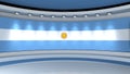 TV studio. Argentina. Argentine flag. News studio. Loop animation. Background for any green screen or chroma key video production