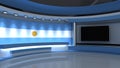 TV studio. Argentina. Argentine flag. News studio. Loop animation. Background for any green screen or chroma key video production