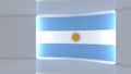 TV studio. Argentina. Argentine flag. News studio. Loop animation. Background for any green screen or chroma key video production