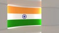 TV studio. India. Indian flag studio. Indian flag background. News studio. The perfect backdrop for any green screen or chroma key