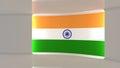 TV studio. India. Indian flag studio. Indian flag background. News studio. The perfect backdrop for any green screen or chroma key