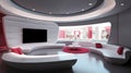 Tv Studio. News studio. News room. Modern living room interior design. Background for newscast. Backdrop for video or photo