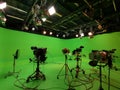 TV studio specific equipment and lights on the grid