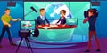 Tv studio, television presenters reporting news Royalty Free Stock Photo