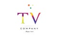 tv t v creative rainbow colors alphabet letter logo icon