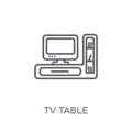 Tv table linear icon. Modern outline Tv table logo concept on wh