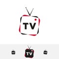 Tv television electronic media logo icon vector template