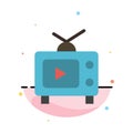 TV, Television, Play, Video Abstract Flat Color Icon Template