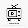 TV, Television, Play, Video Line Icon Vector Royalty Free Stock Photo
