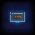 TV Time Neon Signs Style Text Vector Royalty Free Stock Photo