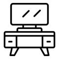 Tv time relax icon outline vector. Bed coffee