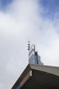 TV Tower. Aerial View of the Horizon With TV Tower on and Impressive Cloudy Landscape, Fog