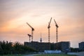 Tv tower in berlin at evening time with construction area Royalty Free Stock Photo