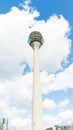 Tv tower in dusseldorf on clowdy sky background. germany