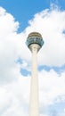 Tv tower in dusseldorf on clowdy sky background. germany