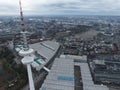 Tv tower of Hamburg, Germany. Iconic landmark in the city. Telecommunications tower. Skyline of Hamburg in the