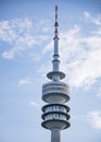 TV Tower at Olympic Park Munich - CITY OF MUNICH, GERMANY - JUNE 03, 2021 Royalty Free Stock Photo