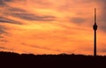 Silhouette of the TV Tower of Stuttgart at sunset