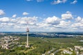 TV tower in Vilnius city, Lithuania. View from above. Royalty Free Stock Photo