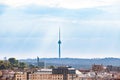 TV tower in Vilnius, Lithuania. The tallest structure in Lithuania, the symbol of Vilnius city.