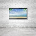 TV with tropical ocean Royalty Free Stock Photo