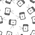 Tv vector Icon. Retro television seamless pattern on a white background Royalty Free Stock Photo