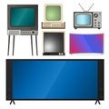 TV vector screen lcd monitor and notebook, tablet computer, retro templates. Electronic devices TV screens infographic Royalty Free Stock Photo