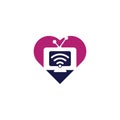 Tv and wifi heart shape concept logo vector.