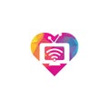 Tv and wifi heart shape concept logo vector.