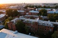 Tver cityscape. Morozov barracks, aerial view from drone