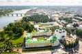 Tver cityscape with Transfiguration Cathedral and Imperial Traveling Palace on Volga river