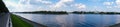 Tver cityscape on Volga river with bridges in summer, Russia