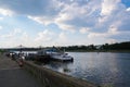 Tver cityscape on Volga river with bridges in summer, Russia