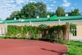 Tver, pergola in the garden in the courtyard of the Tver Museum of Local Lore