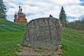 TVER REGION, VOLGA, RUSSIA: Volgoverkhovye Olginsky convent Church Transfiguration in Russia Tver Region source Volga Royalty Free Stock Photo