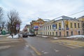 Tver, Russia - February 27. 2016. Crossing Boulevard Radishchev and Trekhsvyatskaya Streets