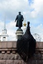 Monument to the Russian merchant Afanasy Nikitin on the Volga River embankment in Tver