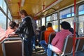 Tver, russia - may 07.2017. Passengers in tram 5 route Royalty Free Stock Photo