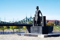 TVER, Russia, May 2021: Pushkin monument on the Volga river in Tver Royalty Free Stock Photo