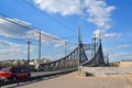 Tver, russia - may 07.2017. Starovolzhsky bridge across Volga river Royalty Free Stock Photo