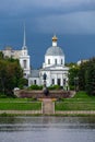 Tver, view across the Volga River of the Resurrection Church