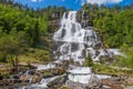 Tvindefossen , one largest waterfall in Norway .