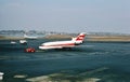 A TWA Boeing B-727-233 pushing back at Boston Logan International Airport KBOS