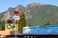 Twede\'s Cafe and Double R Diner in front of Mount Si with signage and name