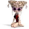 Twee toon girl with sun glasses. 3D rendering Royalty Free Stock Photo
